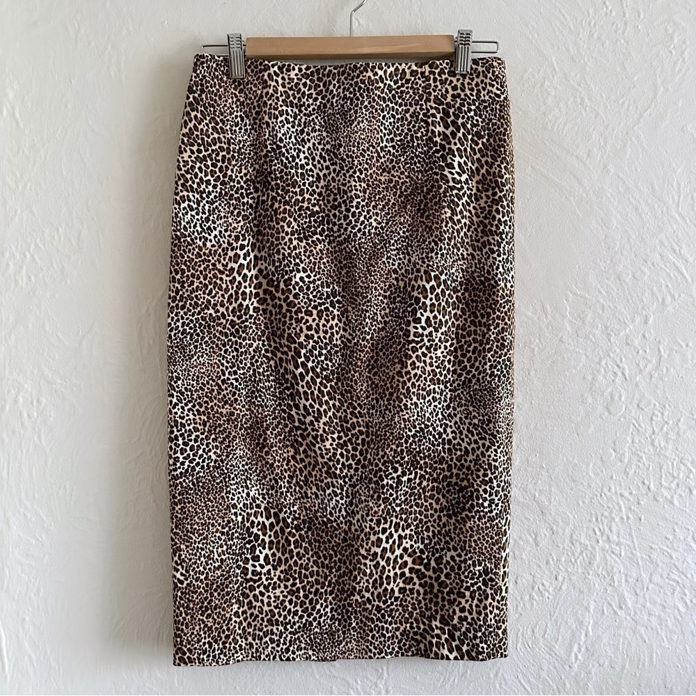 ZARA Trafaluc Animal Print Pencil Skirt Back Slit Leopard Size S